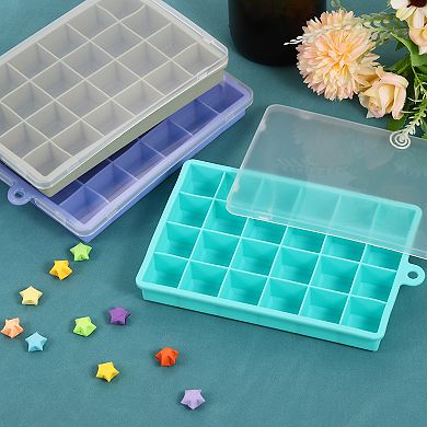 Silicone Ice Tray with Lid for Freezer, Square Ice Mould Cube Per Tray for Cocktail, Juice