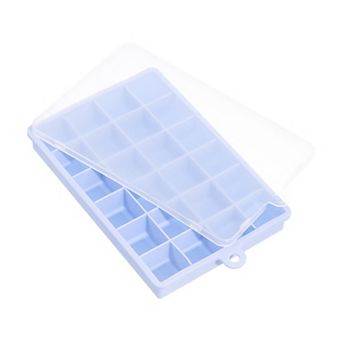 Silicone Ice Tray with Lid for Freezer, Square Ice Mould Cube Per Tray for Cocktail, Juice