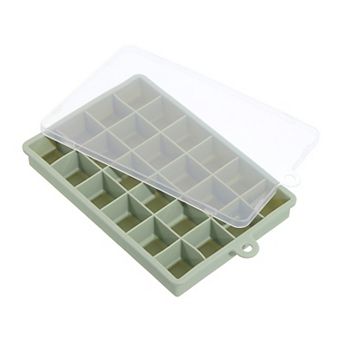 Silicone Ice Tray with Lid for Freezer, Square Ice Mould Cube Per Tray for Cocktail, Juice
