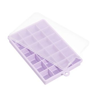 Silicone Ice Tray with Lid for Freezer, Square Ice Mould Cube Per Tray for Cocktail, Juice