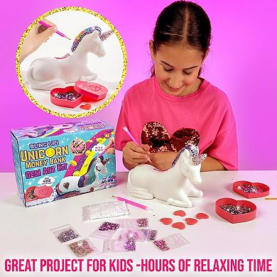 Bling Up Unicorn Money Bank Gem Art Kit, Create Diamond Art For Kids
