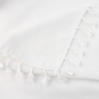 Rustic Tablecloth Cotton Linen Waterproof Table Cover With Tassels 55" X 71"