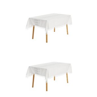 Rustic Tablecloth Cotton Linen Waterproof Table Cover With Tassels