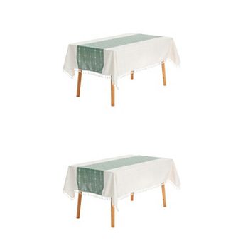 Rustic Tablecloth Cotton Linen Waterproof Table Cover With Tassels