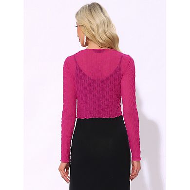 Lightweight Bolero Shrug For Women's Sheer Textured Crop Shrug