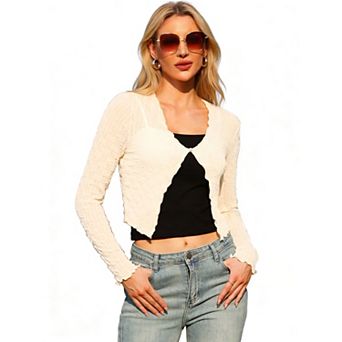 Lightweight Bolero Shrug for Women's Sheer Textured Crop Shrug