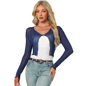 Lightweight Bolero Shrug for Women's Sheer Textured Crop Shrug