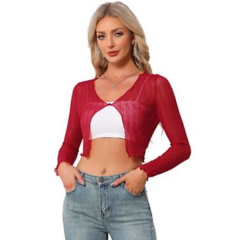 Lightweight Bolero Shrug for Women's Sheer Textured Crop Shrug