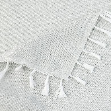 Rustic Tablecloth Cotton Linen Waterproof Table Cover With Tassels 39" X 63"