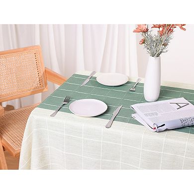 Rustic Tablecloth Cotton Linen Waterproof Table Cover With Tassels 39" X 63"
