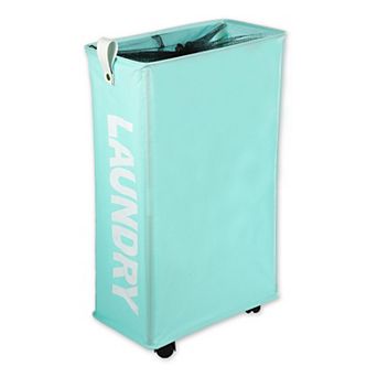 Laundry Basket With Wheels, Clothes Hamper With Handle For Corner Dorm