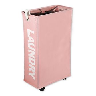 Laundry Basket With Wheels, Clothes Hamper With Handle For Corner Dorm