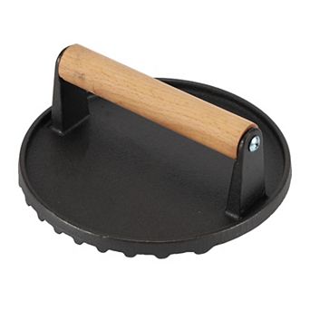 Cast Iron Smash Bacon Press Meat Steak With Wood Handle For Griddle Sandwich Nonstick Pan
