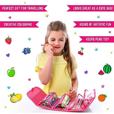 38Piece Fruit Scented Washable Markers Set with Rainbow Pencil Case Art Supplies