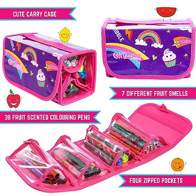 38Piece Fruit Scented Washable Markers Set with Rainbow Pencil Case Art Supplies