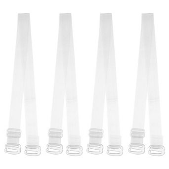 2 Pair Non-slip Invisible Clear Bra Shoulder Strap With Plastic Hook Transparent 15mm