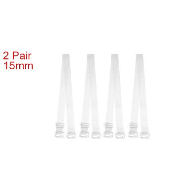 2 Pair Non-slip Invisible Clear Bra Shoulder Strap With Plastic Hook Transparent 15mm