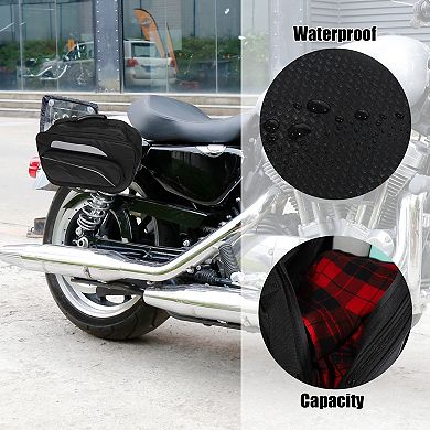 1pair Motorcycle Saddlebag Side Tool Bags Cycling Luggage Bag Adjustable Buckles Black