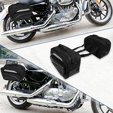 1pair Motorcycle Saddlebag Side Tool Bags Cycling Luggage Bag Adjustable Buckles Black