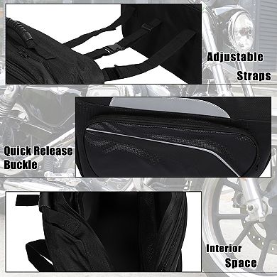 1pair Motorcycle Saddlebag Side Tool Bags Cycling Luggage Bag Adjustable Buckles Black