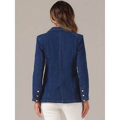 Women's Denim Single Breasted Shoulder Pad Business Casual Jackets