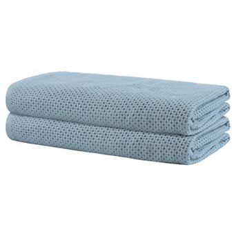 Medium Waffle 2 Pack Cotton Bath Towel Set Soft Absorbent Quick Drying Bathroom Towels