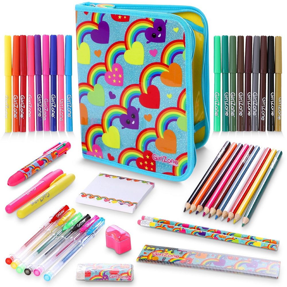 43-Piece Rainbow Stationery Set for Girls, Jumbo Arts & Crafts