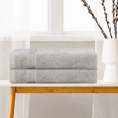 2 Pack Stripes Bath Towels Large Bathroom Towels Set Absorbent Towels