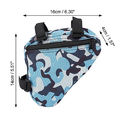 16x14x4cm Bike Saddlebag Bicycle Frame Bag Tool Pouch Pack Storage Bag Camouflage Blue