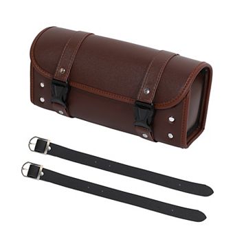 Motorcycle Tool Bag Handlebar Bags Cycling Luggage Bag Pu Leather Square Brown 11.81"x5.12"