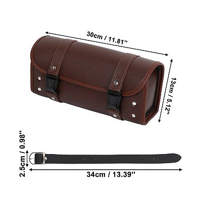 Motorcycle Tool Bag Handlebar Bags Cycling Luggage Bag Pu Leather Square Brown 11.81"x5.12"