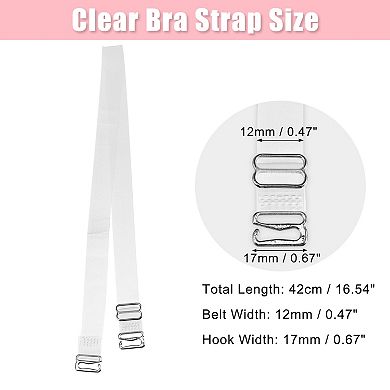 2 Pair Invisible Clear Bra Strap, Stainless Steel Hook Shoulder Strap Abs, Transparent, 12mm