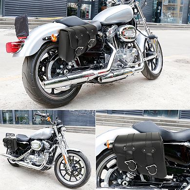 Pair Universal Motorcycle Saddlebag Cycling Storage Bag Pouch Waterproof Faux Leather