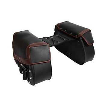 1 Pair Motorcycle Saddlebag Side Tool Bags Cycling Luggage Bag Adjustable Buckles Black Brown