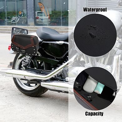 1 Pair Motorcycle Saddlebag Side Tool Bags Cycling Luggage Bag Adjustable Buckles Black Brown