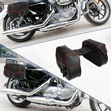 1 Pair Motorcycle Saddlebag Side Tool Bags Cycling Luggage Bag Adjustable Buckles Black Brown