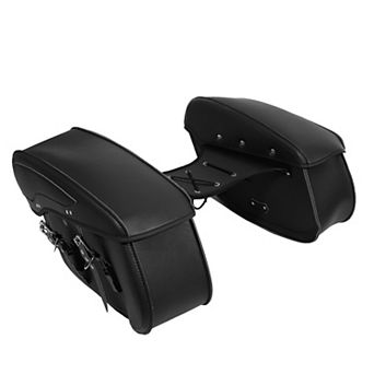 1 Pair Motorcycle Saddlebag Side Tool Bags Cycling Luggage Bag Adjustable Buckles Black
