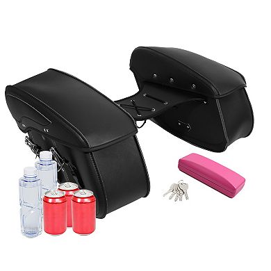 1 Pair Motorcycle Saddlebag Side Tool Bags Cycling Luggage Bag Adjustable Buckles Black