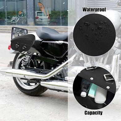 1 Pair Motorcycle Saddlebag Side Tool Bags Cycling Luggage Bag Adjustable Buckles Black