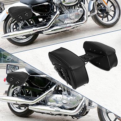 1 Pair Motorcycle Saddlebag Side Tool Bags Cycling Luggage Bag Adjustable Buckles Black