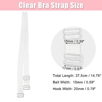 2 Pair Invisible Clear Bra Strap, Non-slip Adjustable Shoulder Strap Abs, Transparent, 15mm