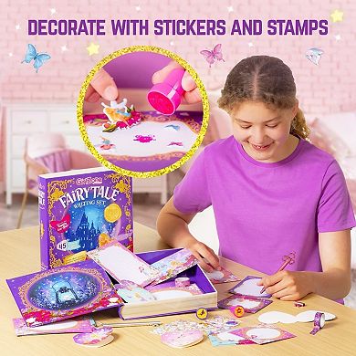 Fairytale Themed Writing Set, 45-Piece Fairy Stationery Kit in a Storybook Box