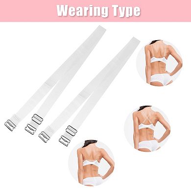3 Pair Invisible Clear Bra Strap, Stainless Steel Hook Shoulder Strap Abs, Transparent, 12mm