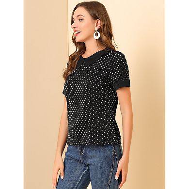 2 Packs Women's Peter Pan Collar Shirt Vintage Polka Dots Blouses