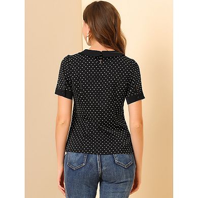 2 Packs Women's Peter Pan Collar Shirt Vintage Polka Dots Blouses