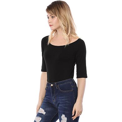 2 Packs Women's Half Sleeves Scoop Neck Fitted Layering Top T-shirts