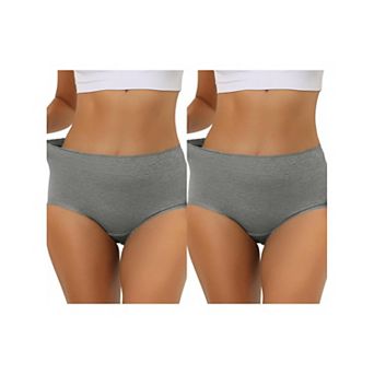 2 Packs Women's Cotton Underwear High-waisted Lace Trim Tummy Control Full Coverage Brief
