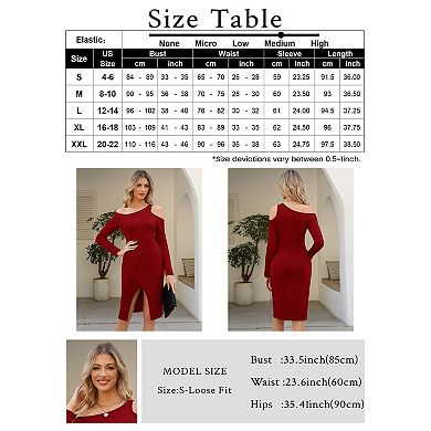 Women's Long-sleeved Off-the-shoulder Slit Dress Slim Knee-high Party Wrap Dress