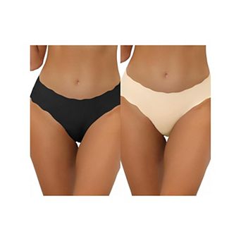2 Packs Traceless Panties For Women No Show Stretch Solid Underwear Invisible Brief Muti-color