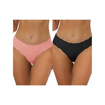 2 Packs Traceless Panties For Women No Show Stretch Solid Underwear Invisible Brief Muti-color